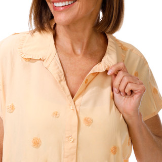 Thumbnail 3: Democracy Women's Short Sleeve Textured Dot Woven Top 
