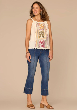 Thumbnail 3: Democracy Women's Embroidered Square Neck Tank Top 