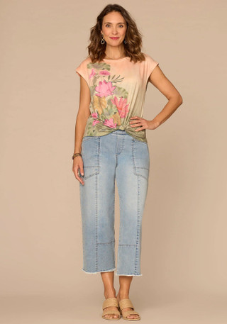 Thumbnail 4: Democracy Women's Cap Sleeve Knot Hem Knit Top 