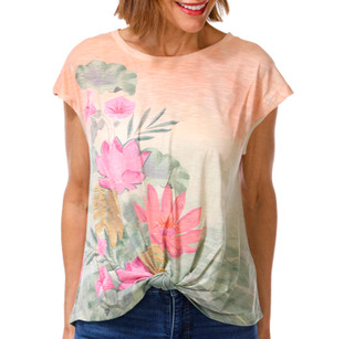 Thumbnail 1: Democracy Women's Cap Sleeve Knot Hem Knit Top 