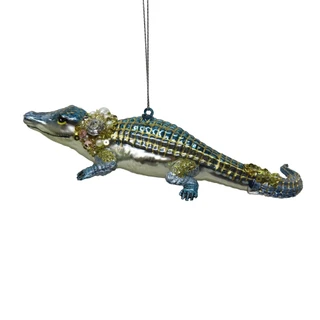 Thumbnail 1: Magical Season Glass Alligator with Pearl Christmas Ornament 