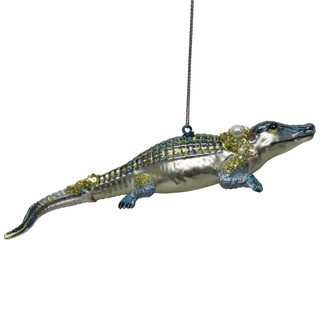 Thumbnail 2: Magical Season Glass Alligator with Pearl Christmas Ornament 