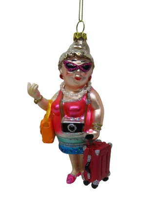 Thumbnail 1: Magical Season Glass Mrs. Claus on Vacation Christmas Ornament 