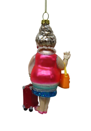 Thumbnail 2: Magical Season Glass Mrs. Claus on Vacation Christmas Ornament 