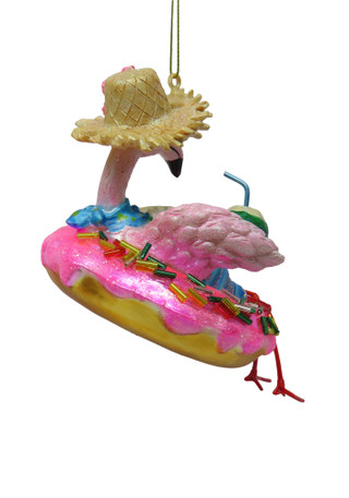 Thumbnail 2: Magical Season Glass Beach Flamingo on Pool Float Christmas Ornament 