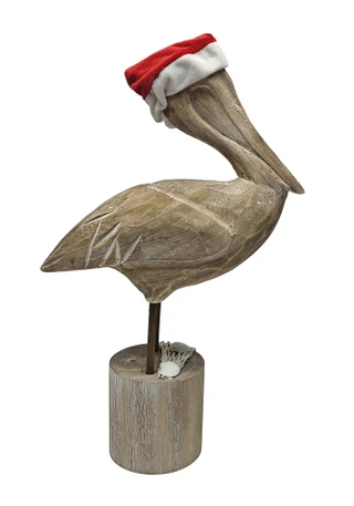 Thumbnail 2: Magical Season 16" Wooden Pelican with Santa Hat 