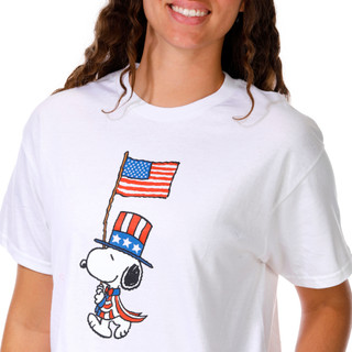 Thumbnail 3: Peanuts Juniors Short Sleeve Americana Snoopy Crop Top 