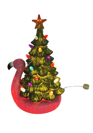 Thumbnail 1: Magical Season 12" Resin Flamingo Tree Decoration 