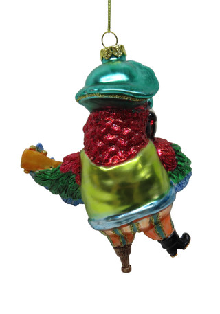 Thumbnail 2: Magical Season Glass Pirate Parrot with Guitar Christmas Ornament 