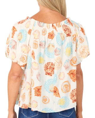 Thumbnail 2: BUNULU Women's Puff Sleeve Off-The-Shoulder Top 