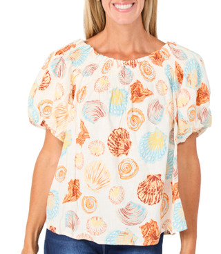 Thumbnail 1: BUNULU Women's Puff Sleeve Off-The-Shoulder Top 