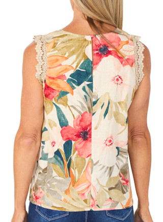 Thumbnail 2: BUNULU Women's Sleeveless Lace Trim Top 