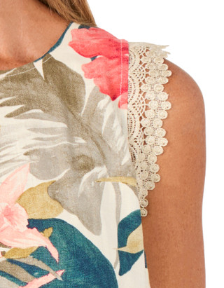 Thumbnail 3: BUNULU Women's Sleeveless Lace Trim Top 
