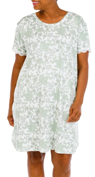 Thumbnail 1: FLORA Plus Short Sleeve Print Night Gown 