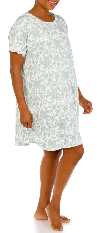 Thumbnail 4: FLORA Plus Short Sleeve Print Night Gown 