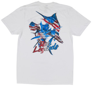 Thumbnail 3: REEL LEGENDS Men's Short Sleeve USA Marlin Flag Graphic Tee 