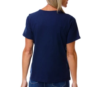 Thumbnail 2: Coral Bay Petite Short Sleeve Split Neck Rhinestone Top 