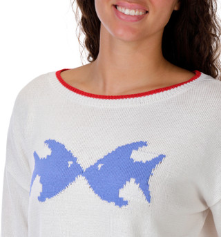 Thumbnail 3: No Comment Junior's Long Sleeve Knitted Fish Pullover Sweater 