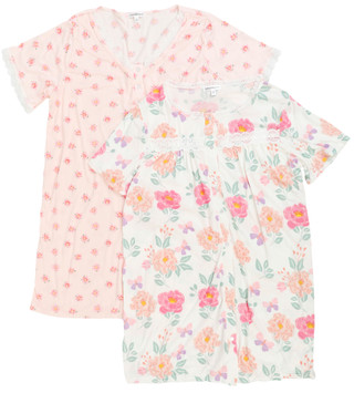 Thumbnail 1: Catherine Malandrino Plus 2 Pk Short Sleeve Floral V Neck Night Gowns 