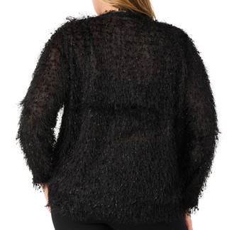 Thumbnail 2: ONE WORLD Plus Long Sleeve Fuzzy Feather Top 
