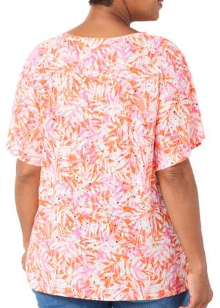 Thumbnail 2: Coral Bay Women's Plus Flutter Sleeve Henley Disco Top 