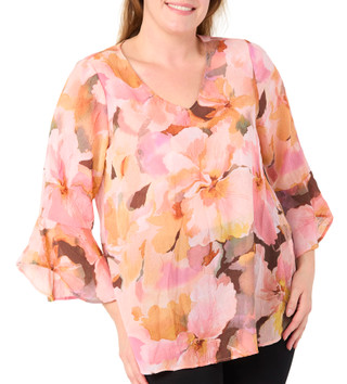 Thumbnail 1: Gloria Lance Plus 3Q Sleeve Floral Top 