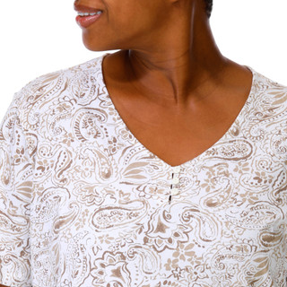 Thumbnail 2: Coral Bay Plus Short Sleeve Henley V Neck Top 