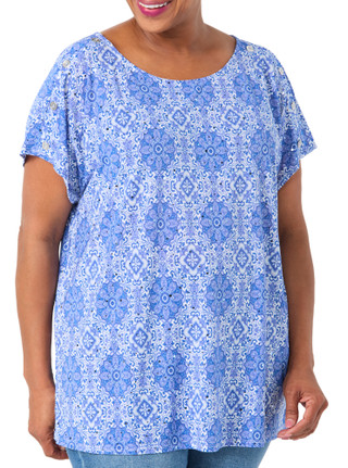 Thumbnail 1: Coral Bay Women's Plus Short Sleeve Disco Tee 