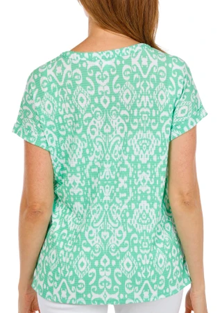 Thumbnail 4: Coral Bay Women's Waffle Knit Henley Neckline Top 
