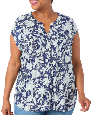 Thumbnail 1: Coral Bay Women's Plus Cap Sleeve 2 Pocket Foil Tee 