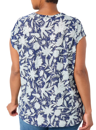 Thumbnail 2: Coral Bay Women's Plus Cap Sleeve 2 Pocket Foil Tee 