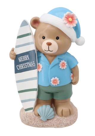 Thumbnail 1: Magical Season 12" Resin Surfing Teddy Bear Figurine 