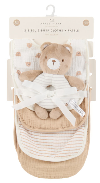 Thumbnail 1: Apple + Ivy 5 Pc Bibs, Burp Cloth & Rattle Set  