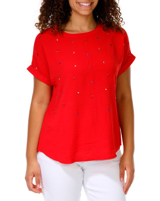 Thumbnail 1: Ava & Grace Women's Short Sleeve Americana Top 