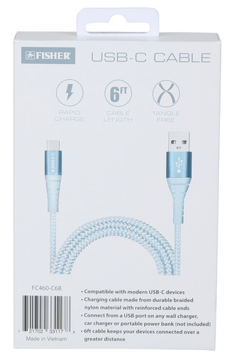 Thumbnail 2: Fisher 6 Ft USB-C Rapid Charge Braided Cable  