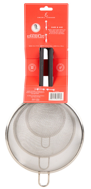 Thumbnail 2: Emeril Lagasse 3 Pc Stainless Steel Strainer Set w/ Silicone Handles 