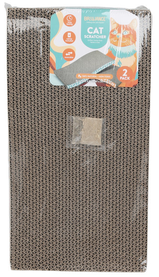 Thumbnail 1: BRILLIANCE 2 Pk 100% Natural Wave Cat Scratcher with Catnip 