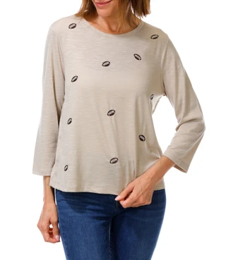 Thumbnail 1: Cable & Gauge Women's Embroidered Football Top  