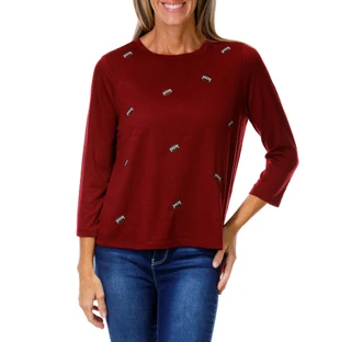 Thumbnail 1: Cable & Gauge Women's Embroidered Football Top  