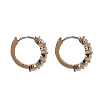 Thumbnail 3: KATE SPADE Gold Mini Pearl Huggie Hoop Earrings 