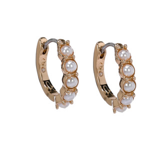 Thumbnail 1: KATE SPADE Gold Mini Pearl Huggie Hoop Earrings 