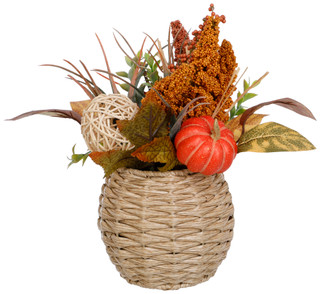 Thumbnail 1: 11 In Pumkin Woven Flower Pot 
