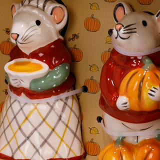 Thumbnail 2: BLUE SKY 2 Pc Ceramic Mice Salt & Pepper Shakers 