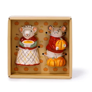 Thumbnail 1: BLUE SKY 2 Pc Ceramic Mice Salt & Pepper Shakers 