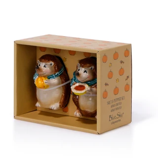 Thumbnail 2: BLUE SKY 2 Pc Ceramic Hedgehog Salt & Pepper Shakers 