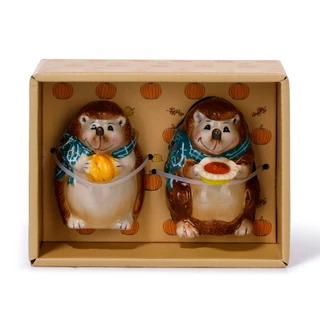 Thumbnail 1: BLUE SKY 2 Pc Ceramic Hedgehog Salt & Pepper Shakers 