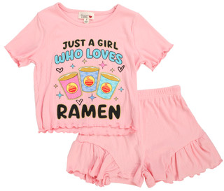 Thumbnail 1: SECONDARY Big Girls 2 Pc Short Sleeve Graphic Tee Skirt Set 