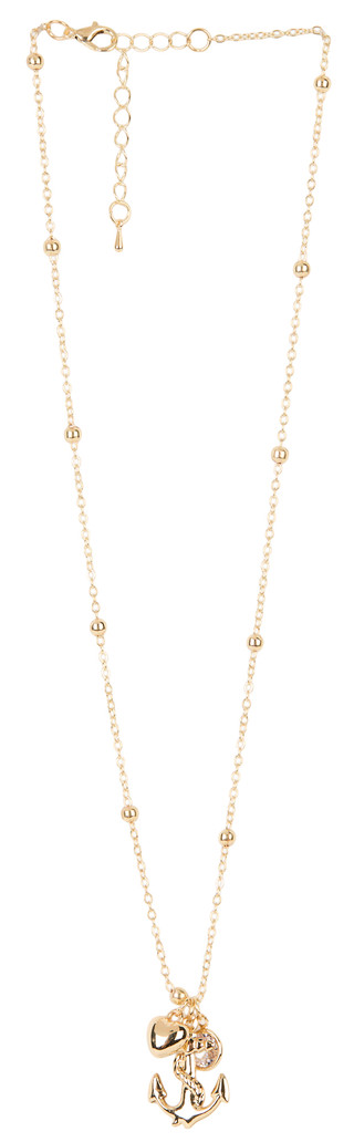 Thumbnail 1: Nautica Gold Pearl Anchor Cluster Charm Necklace 