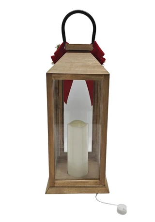 Thumbnail 3: Magical Season 18" LED Holly Berry Wood Lantern 