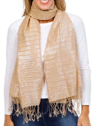 Thumbnail 3: Jessica McClintock Metallic Wave Pleated Shawl 